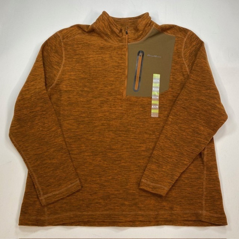 Eddie Bauer Mens XXL Quarter Zip Pullover Burnt Orange Space Dye EM31LK119 NWT